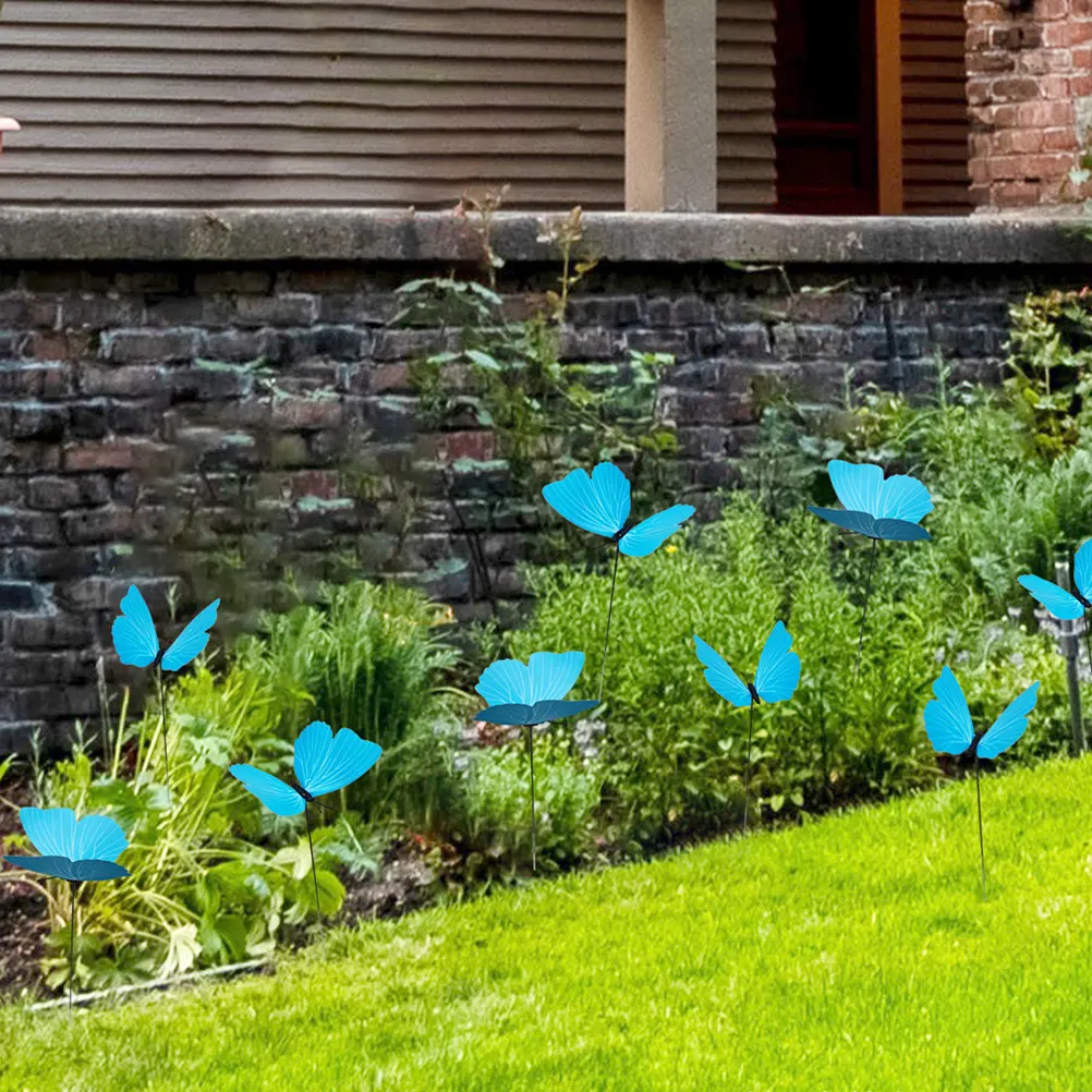 

10pcs PVC Garden Butterfly Stakes Durable Decorative Lawn Yard Artificial Butterflies Craft Festival Outdoor Stakes