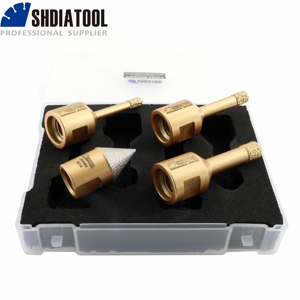 

SHDIATOOL 6/8/10mm Diamond Core Drill Bits M14 Thread 20mm Chamfer Set Cutter Porcelain Tile Granite Marble Ceramic Hole Saw