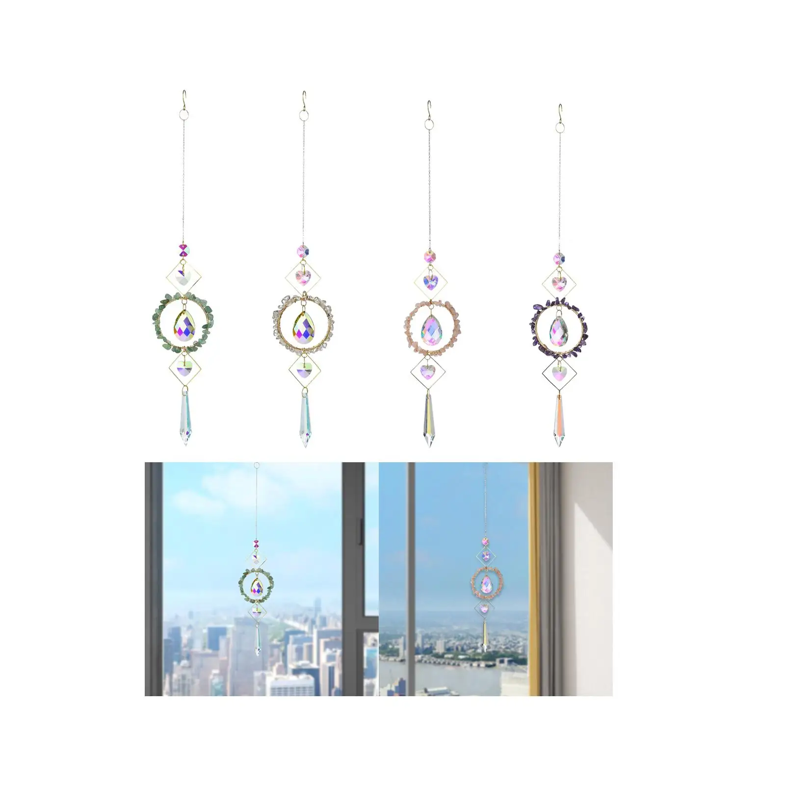 Artificial Crystal Prism Pendant,Hanging Colored Maker Window Gift Wedding Wind Chime Heart Charm for Office Bedroom Lawn Car