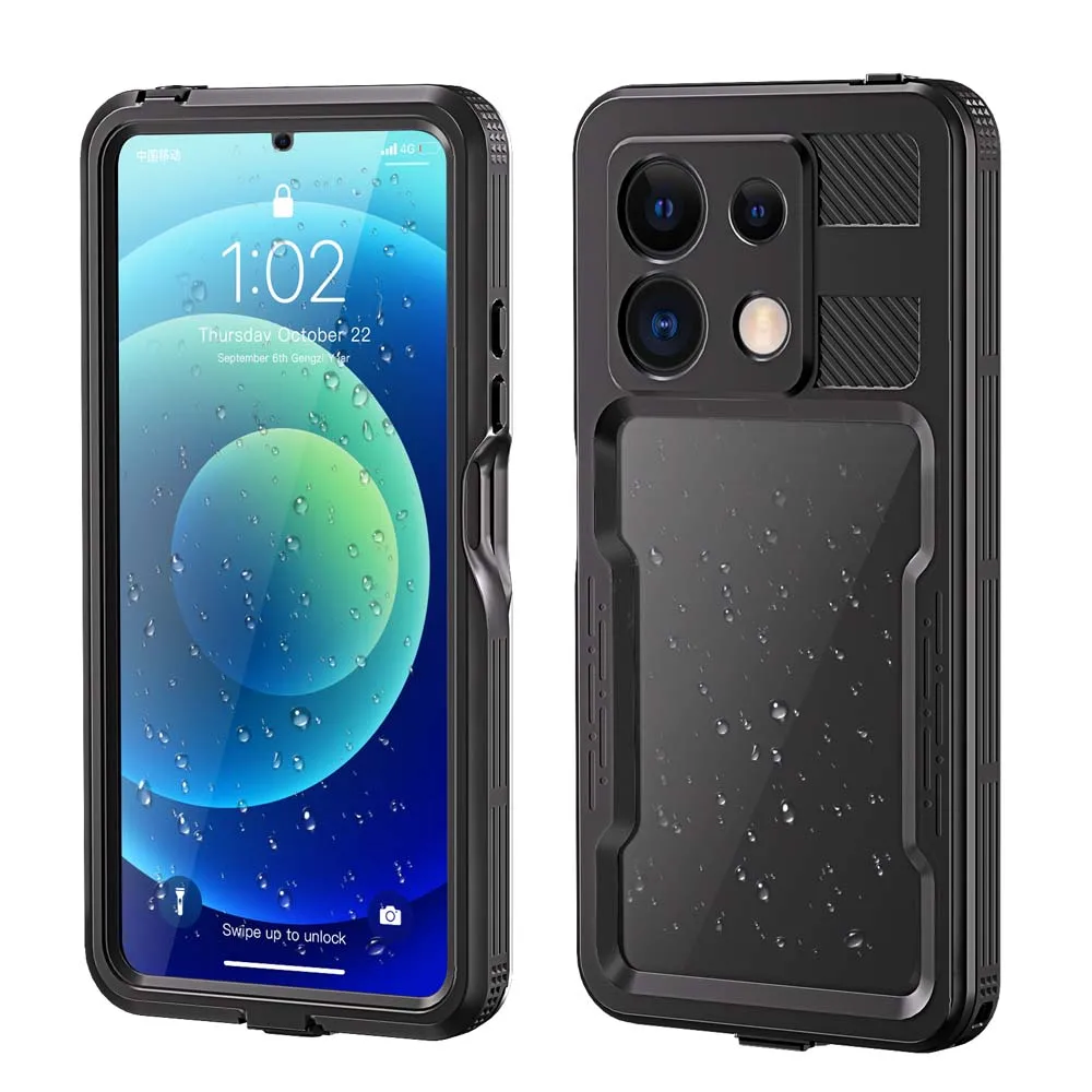 

Waterproof Case for Redmi Note 13 Pro 5G Pouch Swimming Shockproof Hard Cover with Button Full Protection Shell Coque Fundas