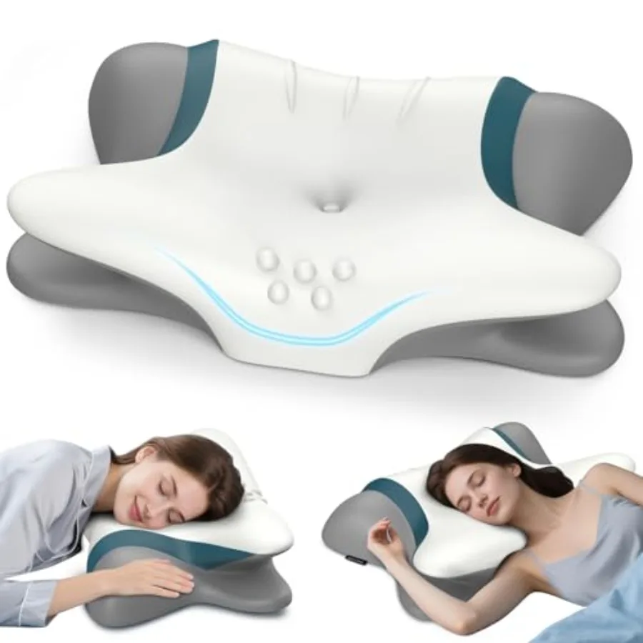 

Cervical Neck Pillow for Pain Relief - Ergonomic Side Sleeper for Sleeping Cooling Memory Foam Pillows for Neck Support Contour