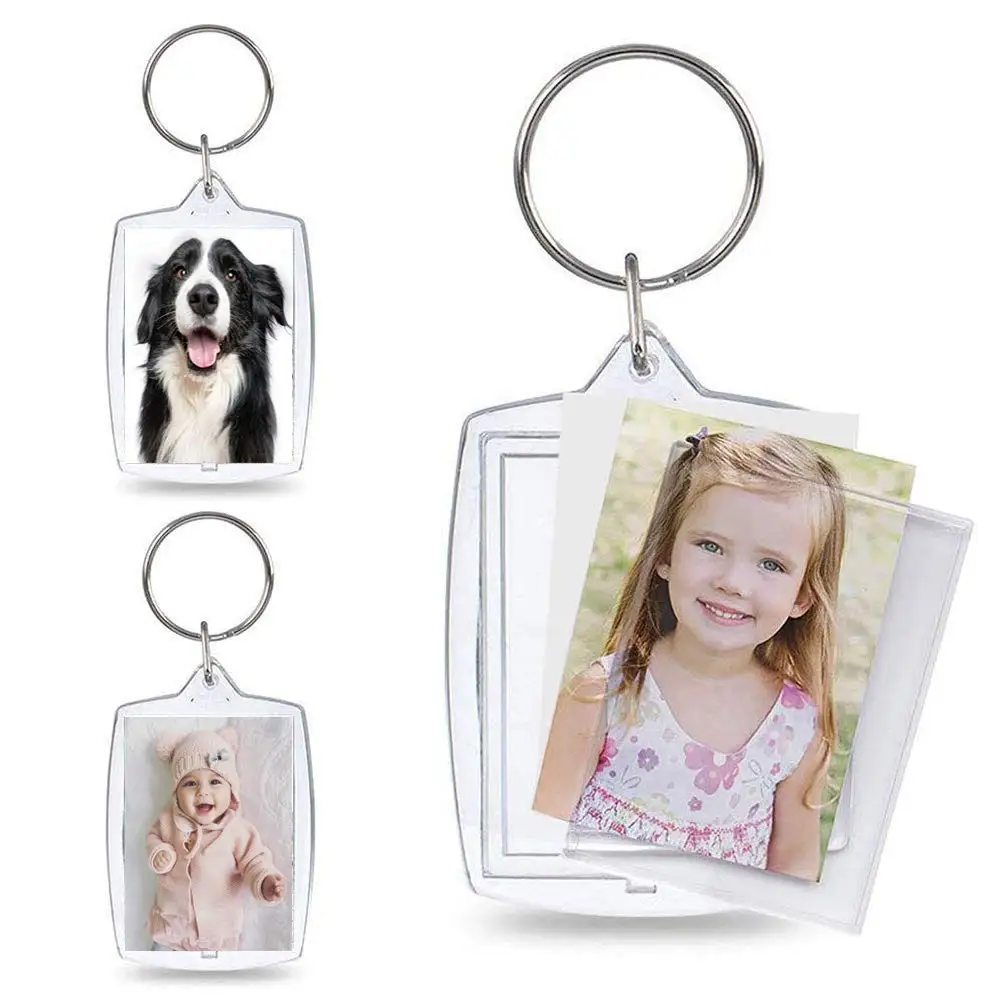 5/10Pcs DIY Acrylic Insert Keychains Blank Custom Insert Photos Pictures Keyring Holder Split Frameless Frame Key Chains Gifts