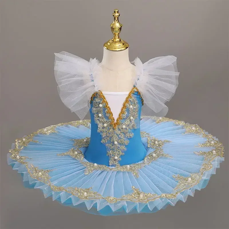 

Robe de brevTutu de Ballet Professionnelle pour Enfant, Costume Bleu FzLake, Vêtements de Ballerine, Tenue de Salle de Bal pour