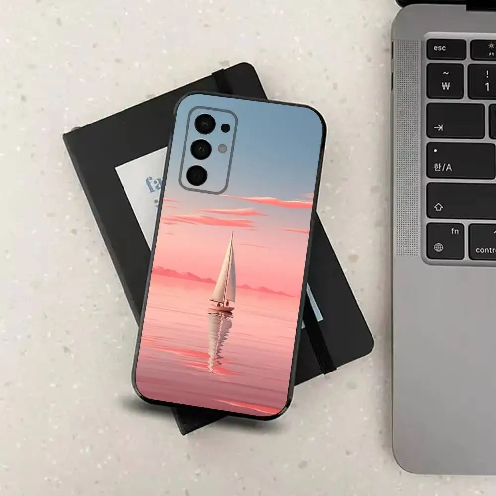 Painting Art Sailing Boat Phone Case For Samsung Galaxy A73,91,80,72,51,53,52,71,22,5G,Note,J7,8,9 Soft Black Cover