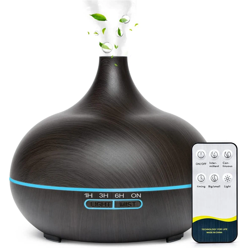 Controle Remoto Início Umidificador de Ar, Aromaterapia Difusor Óleo Essencial, Grande Capacidade Elétrica Ultrasonic Aroma Difusor, 550ml