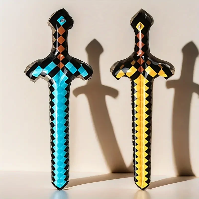 Armas infláveis-espadas de diamante pixel, picaretas, hatchets, hachas, tridentes, brinquedos infantis, balão de presente de aniversário ﻿