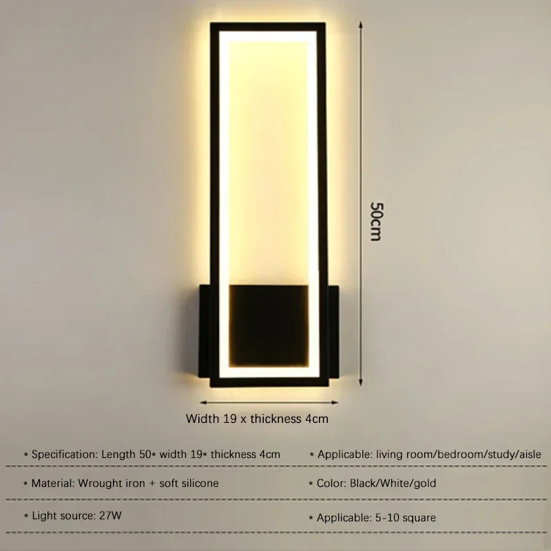 Nordic LED Wall Lamp Indoor Fixture  27W Modern Minimalist Wall Sconce Lights Living Room Bedroom Bedside Indoor Decoration