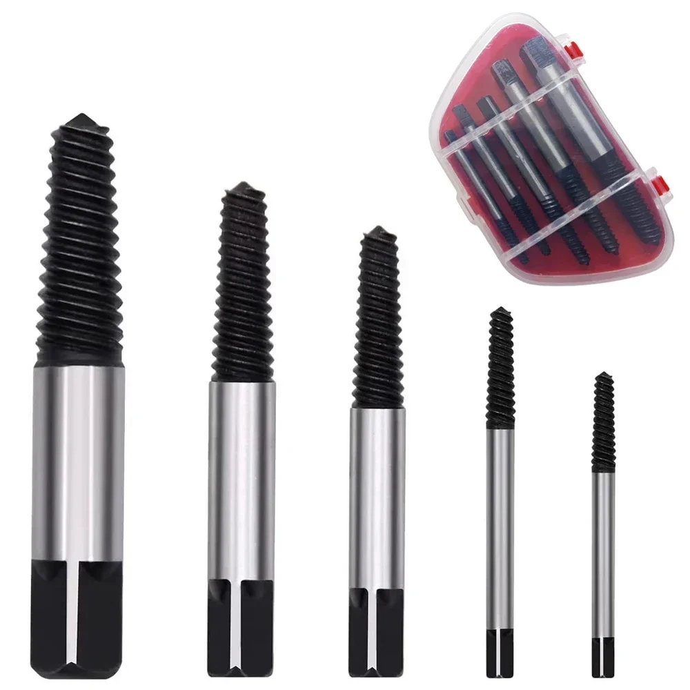 

5Pcs Screw Extractor Center Drill Bits Guide Set Broken Damaged Bolt Remover Removal Speed Easy Set