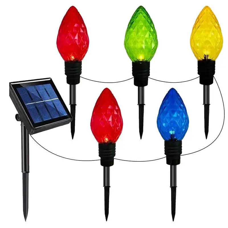 Pathway Lights Solar Powered 5X Garden Stake Lights for Pathway Solar Garden Light Long Lasting Outdoor Lighted Stake Christmas