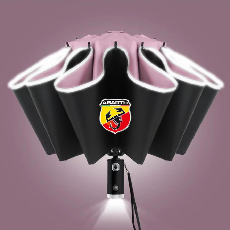 Automatic Reflective Stripe Reverse Led Light 10 Ribs Windproof Umbrellas For Fiat Abarth 595 Abarth 500 abarth 124 spider