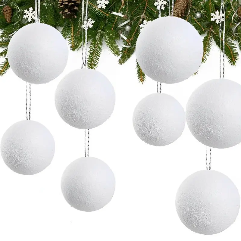 50pcs Craft Foam Ball Polystyrene Ball 1.5/2/3/4/5cm Christmas Tree Pendant Hanging Snowballs Party Supplies Wedding Decoration