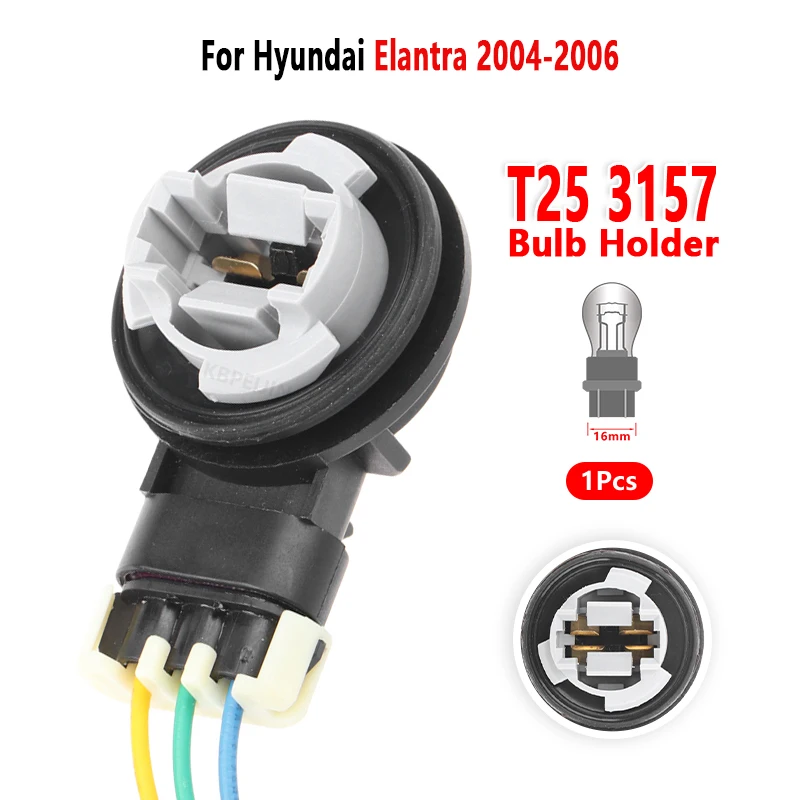 For Hyundai Elantra 2004 2005 2006 Turn Signal Corner Light T25 3157 Bulb Holder Socket Base Wire Connector 12335587 1Pc