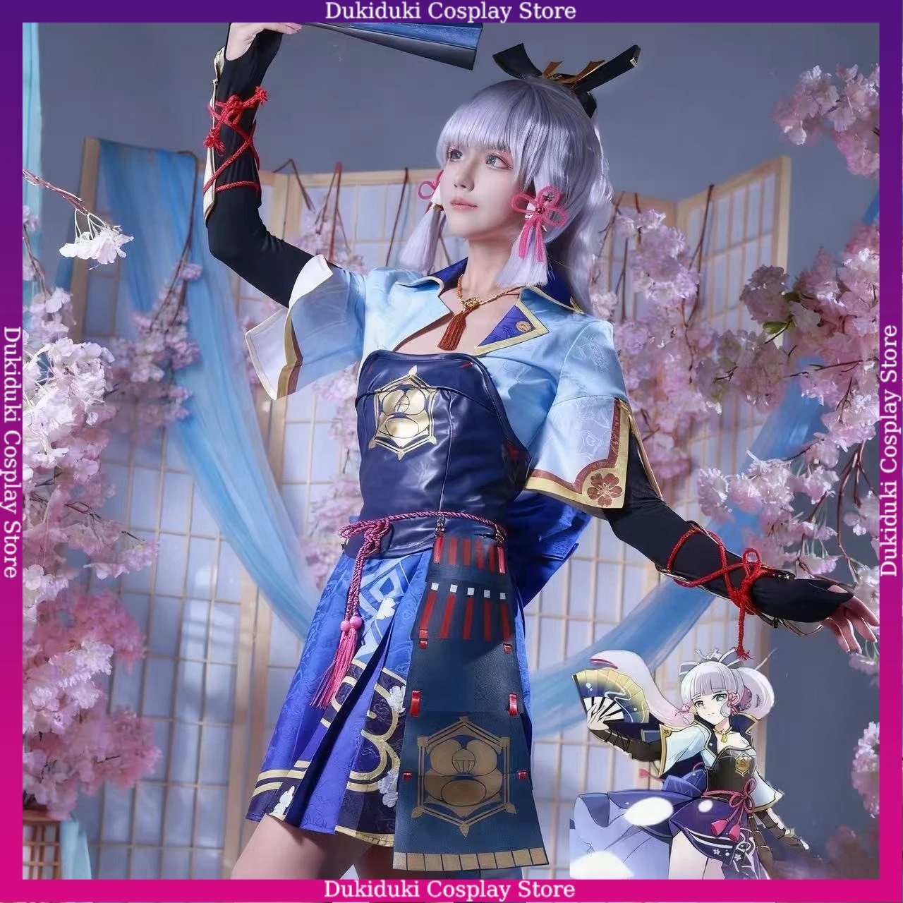 

Genshin Impact Ayaka косплей костюм для женщин парик в стиле аниме синее кимоно в стиле наряд с элегантной привлекательной одеждой для выступлений