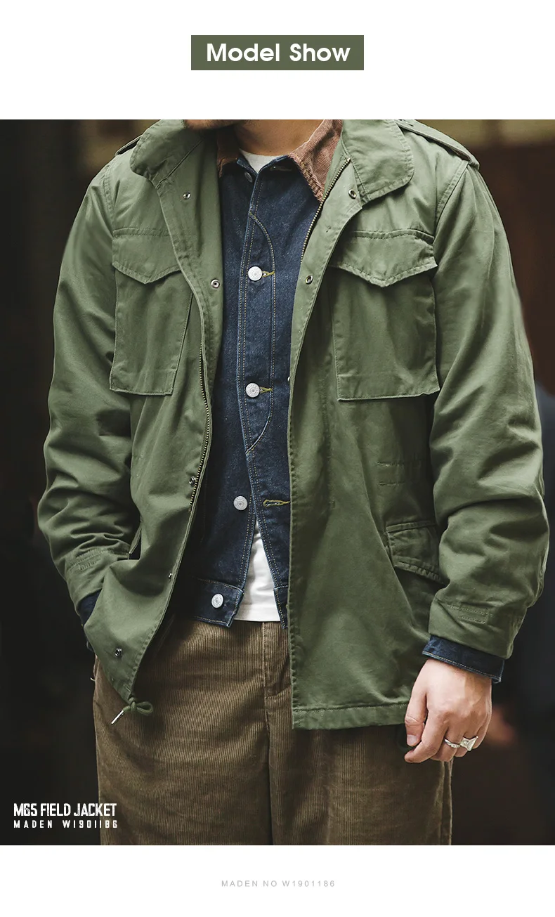 Maden Military M65 Field Jackets For Men's Green Vintage Army Jacket Casual Windbreaker Solid Lapel Collar with Pockets Overcoat 24 Sec381e2a29734cbd9337d14e347275b8O