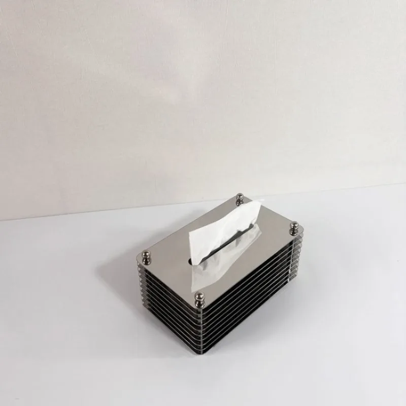 Stainless Steel Tissue Boxes Simplicity Modern Tissue Box Art Unique Creativity Paper Organizer Boxes Living Room Home Storage