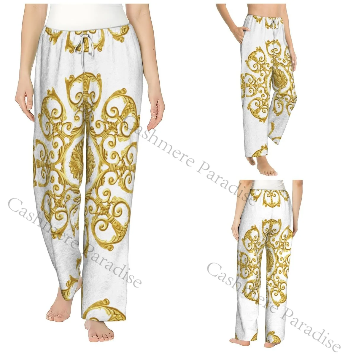 

Baroque Fantasy Women Sleep Pants Warm Flannel Lounge Pants for Winter Nights