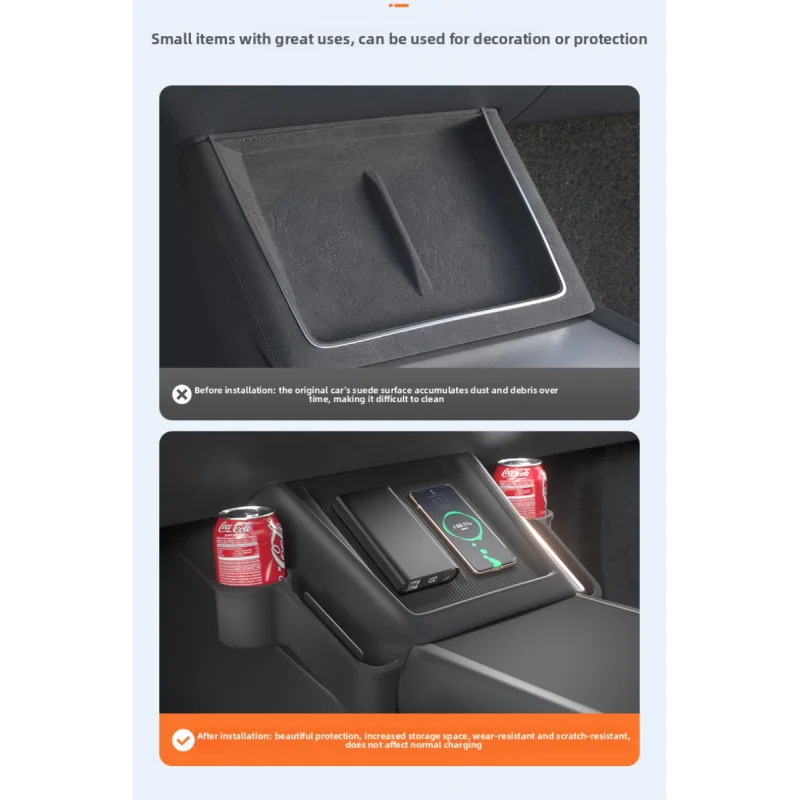 Silicone Center Console Storage Pocket For Model3 Y Wireless Charging Area Dual Cup Holders Anti-Slip Center Console Organizer