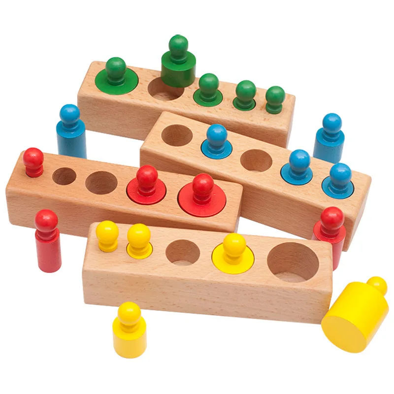 Generic Montessori Cylinder Socket Toy Wooden Sensory Educational Puzzle Learning Game For Home Use
