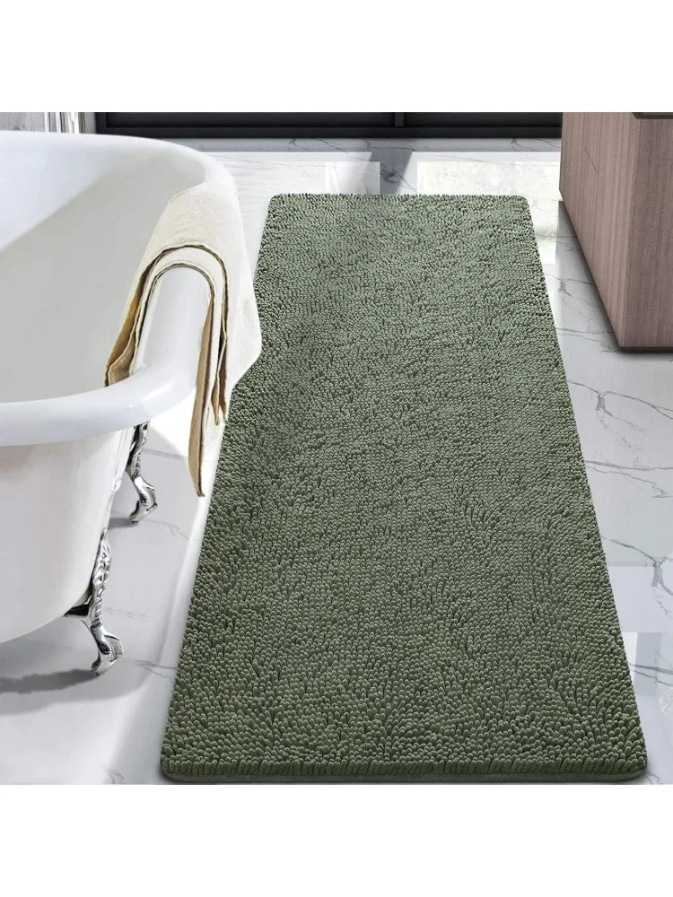 Luxury Bathroom Rug Shaggy Bath Mat 24 x 60 Inch Washable Non Slip Bath Rugs for Bathroom Shower Soft Plush Chenille Absorbent