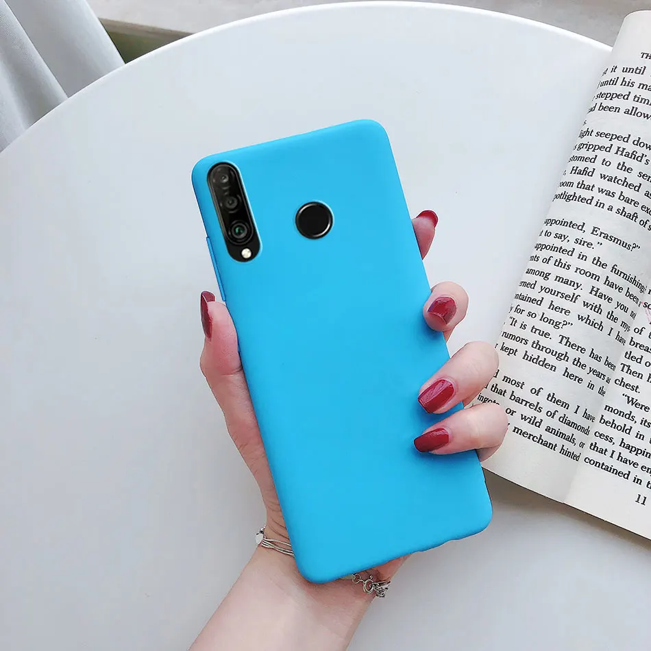 Candy color silicone phone case for huawei p30 lite pro p20 lite p10 p smart plus z 2019 2018 matte soft tpu back cover view 2