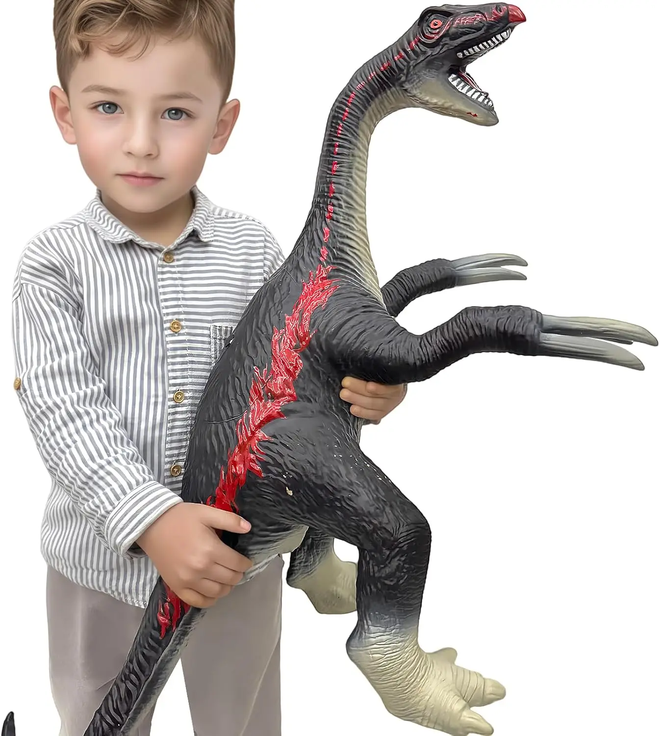 Grandi giocattoli di dinosauro per bambini, grandi action figure gonfiabili di dinosauro Therizinosaur da 29 pollici per i più piccoli, regali di compleanno per ragazzi e ragazze