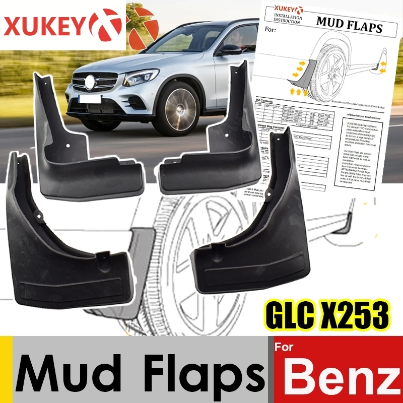 Front Rear Mudflaps For Mercedes Benz GLC Class X253 C253 2016 - 2020 Mud Flaps Splash Guards Mudguards Flap Fender 2017 2018