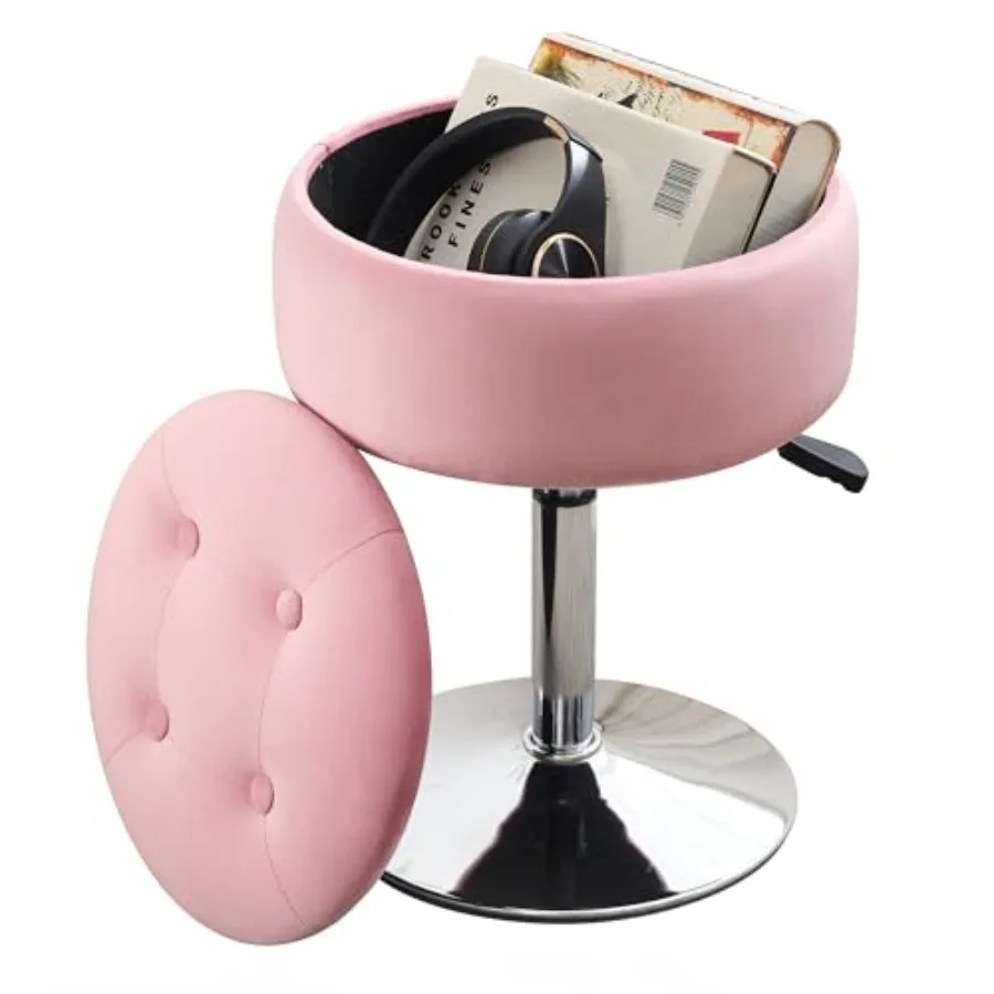 

Ottoman Swivel Vanity Stool Chair with Storage for Makeup Room Stool for Vanity Chair Height Adjustable Velvet