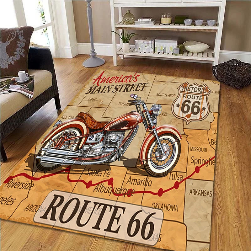 Alfombra con póster de coche y motocicleta clásica Retro, alfombra impresa en 3D, alfombras para sala de estar y dormitorio, decoración del hogar, alfombrillas antideslizantes para puerta