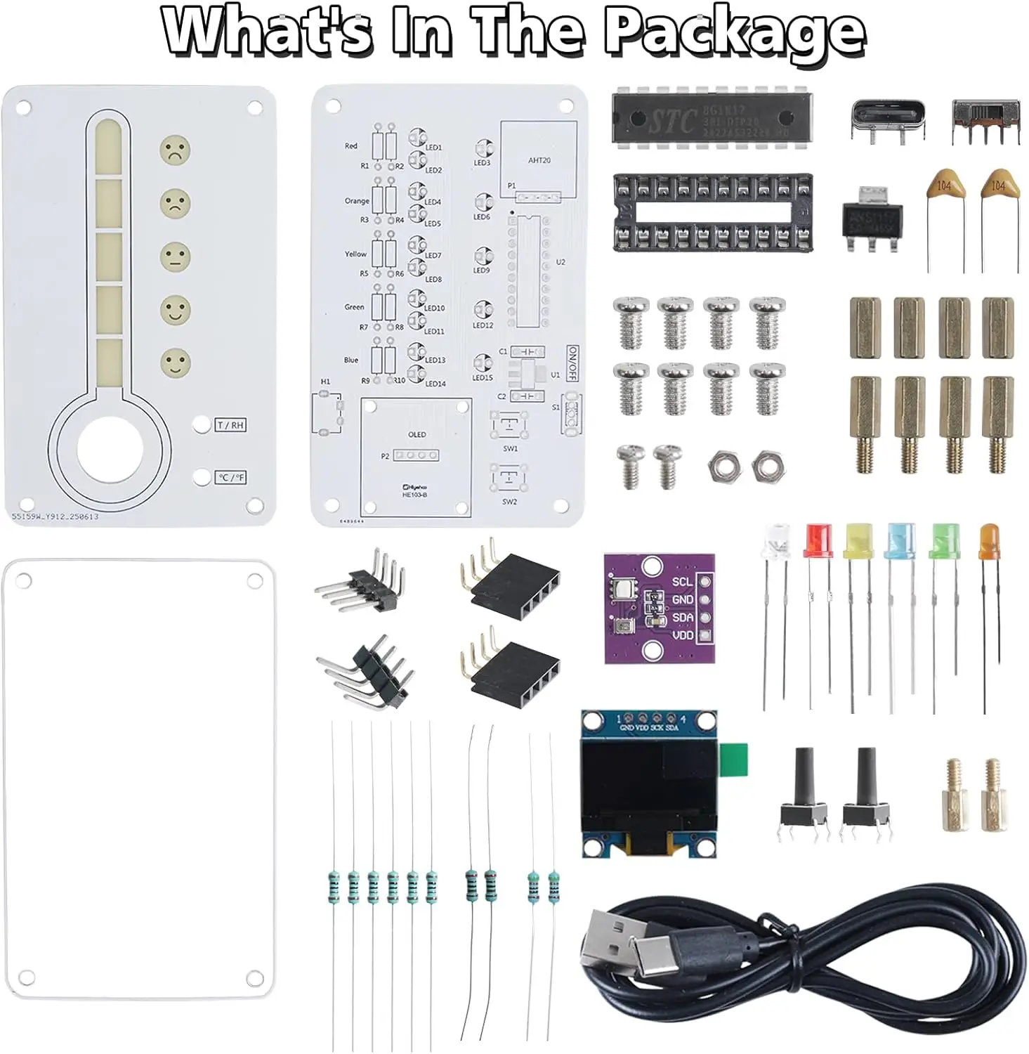 DIY Thermo-Hygrometer Soldering Practice Kit with Expressive LED Face STEM Educational Electronics Project for Home Room School