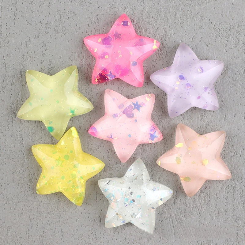 10pcs Fashion Design Resin Five pointed Star Love and Bow Pendant DIY Headwear Dollhouse Supermarket Decoration