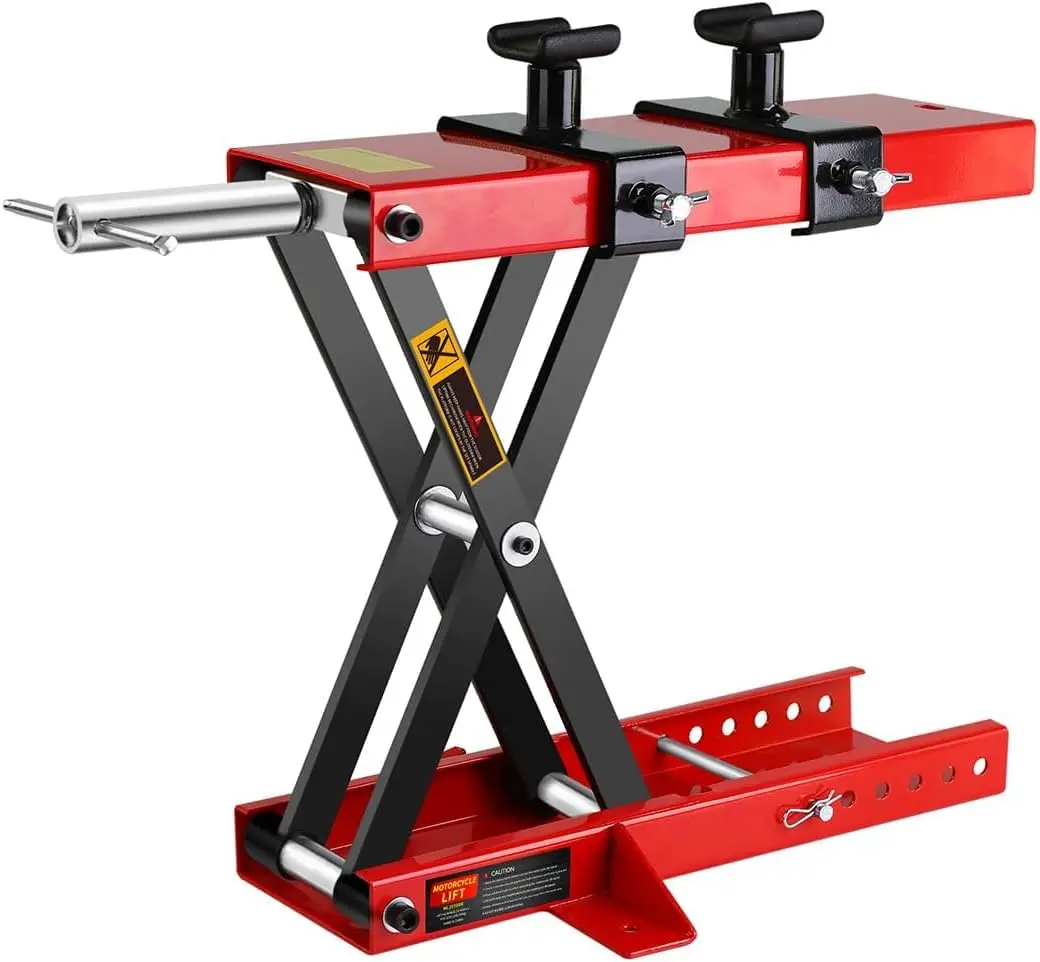 

Motorcycle Lift Scissor Jack 1100LBS Heavy Duty Bike Lift with Safety Lock Pin & Non-Slip Saddle 3.7"-18.7" Lift Range for Cruis
