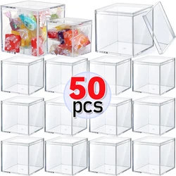 Cajas acrílicas transparentes con cubierta, organizador de plástico, embalaje de regalo, contenedor de almacenamiento de alimentos y dulces para exhibición del hogar, 1-50 piezas