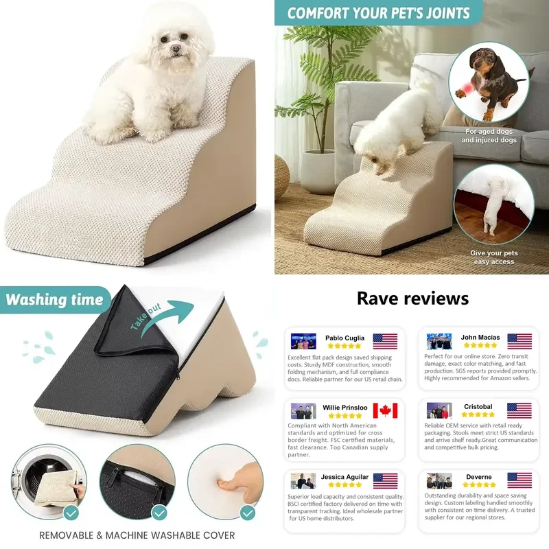 for   40x56x40cm Luxury Washable Sofa Folding Zipper Cover Non-slip Removable Bottom Foam Pet Dog Ladder Stairs