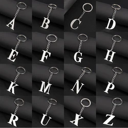 Mode Diy A-Z Letters Sleutelhanger Mannen Metalen Initiële Hanger Sleutelhanger Zilveren Kleur 26 Alfabet Sleutelhanger Tas Accessoires