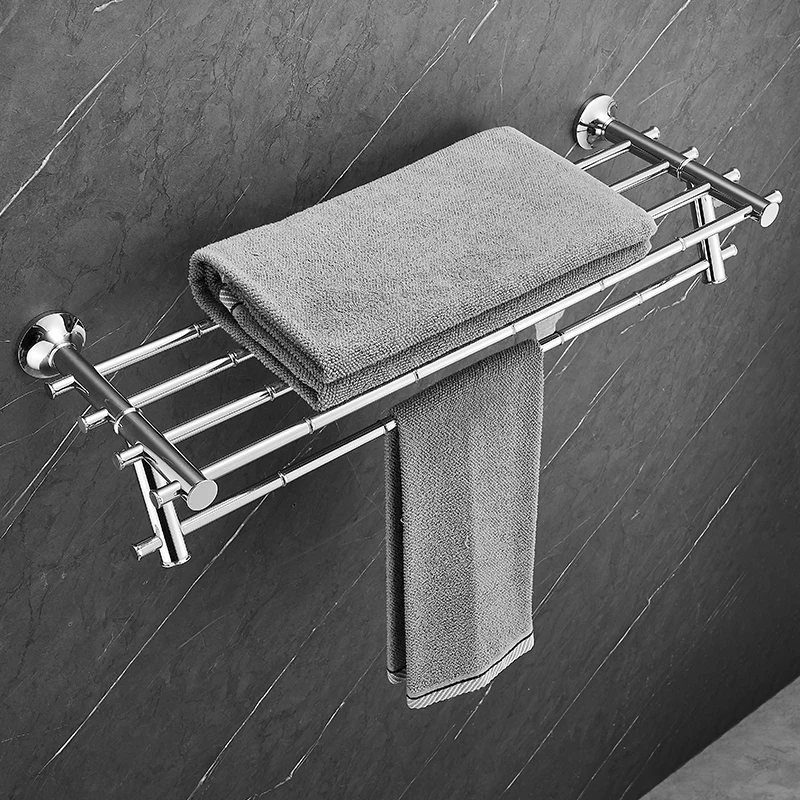 Bathroom Stainless Ste Accessories Set Single pole toilet brush balance pole Double pole coat hook bath towel holder Paper towel