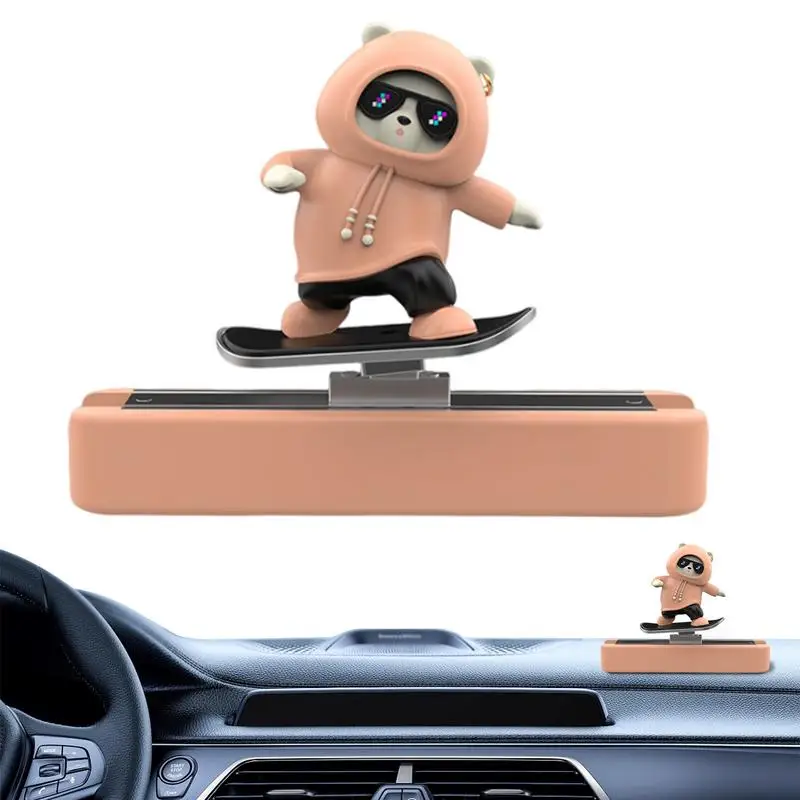 Car Dashboard Skateboarding Bear Bear Car Ornament Telephone Number Card Plate Self-Adhesive Car Park Stop Sticker For Car