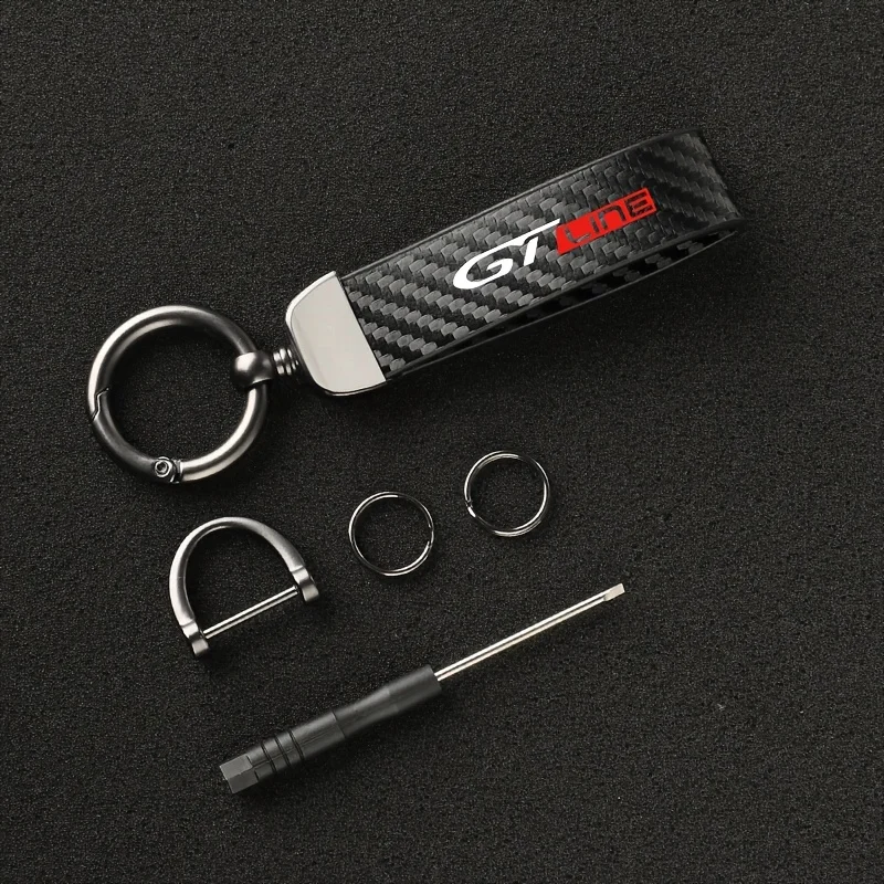 1PC Car Keychain For GT LINE Peugeot GT206 RCZ 107 307 308 3008 207 208 508 2008 5008Carbon Fiber Leather Key Chain Accessories