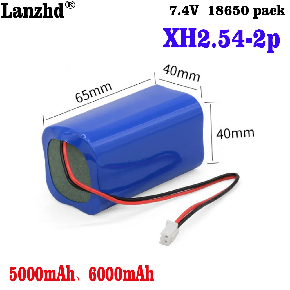 2S1P 2S2P 18650 battery pack 7.4V 18650 batteries 6000mAh with XH2.54 PH2.0 Protection For flashlight miner\'s lamp Recorder