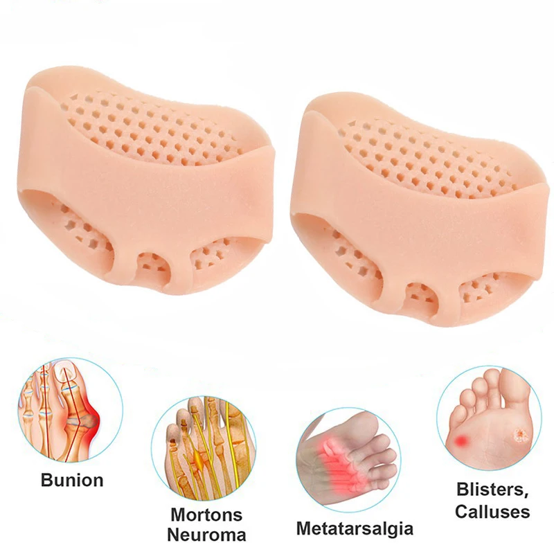 2pcs Silicone Metatarsal Pads Toe Separator Pain Relief Foot Pads Orthotics Foot Massage Insoles Forefoot Socks Foot Care Tool