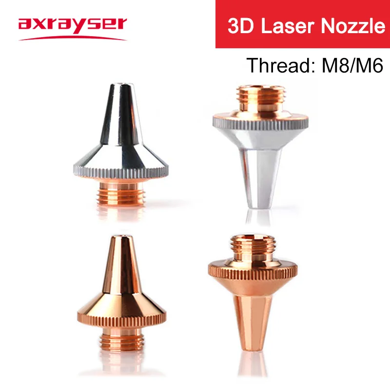 3D Laser Nozzles M8/M6 Pure Copper Single/Double Layer Chrome for Welding Cutting Tube Raytools BT240S BM109 WSX HAN\'S Precitec