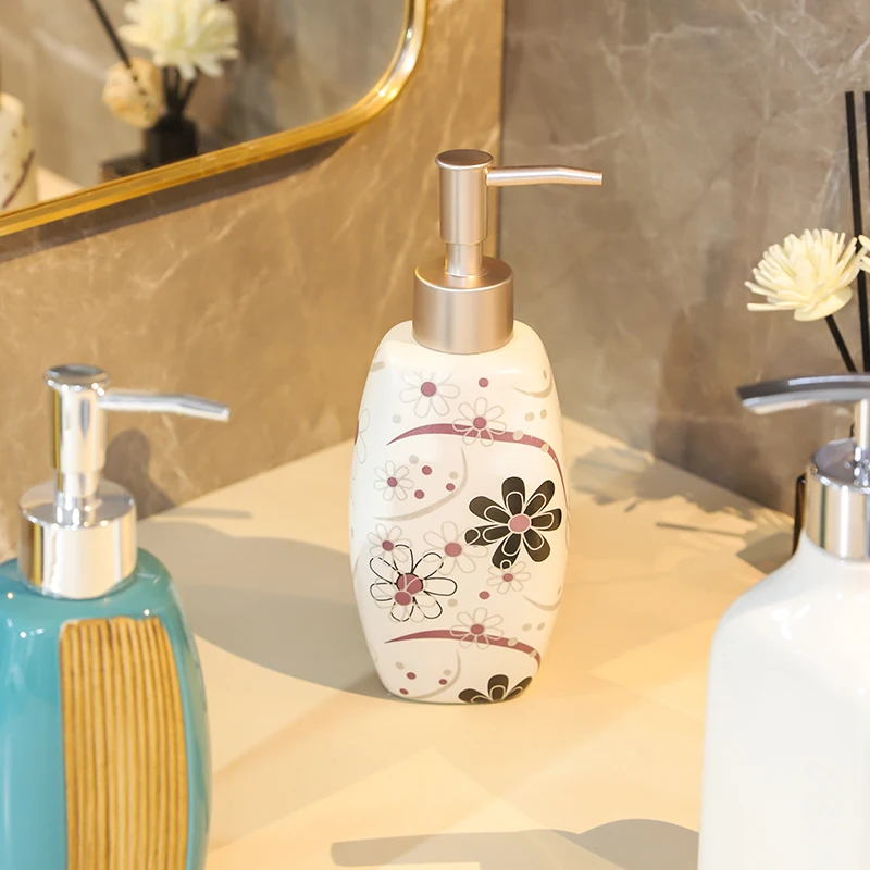 Light luxury letter print shower gel shampoo press dispensing bottle bathroom with hand sanitizer lotion pump