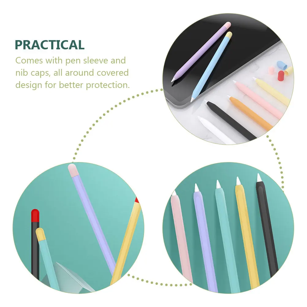 

2Pcs Silicone Pencil Cover Protective Sleeve Pen Body Sleeve Compatible Pencil 2 Stylus Pen Protective Accessory