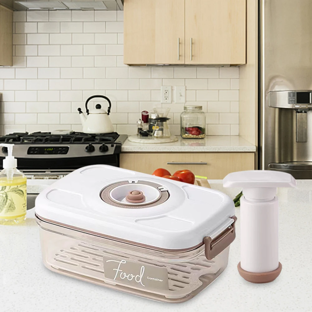 صندوق تخزين الطعام المفرغ، حاوية طعام مفرغة مع مضخة هواء، سعة كبيرة، صندوق حفظ الطعام الطازج المختوم لأرز الفاكهة اللحوم