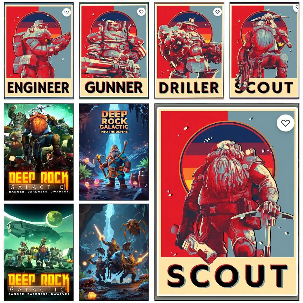

Game D-deep Rock Galactic Poster For Office Bedroom Coffee Home Decor Durable Waterproof Aesthetic Stickers Wall Art HD BestGift