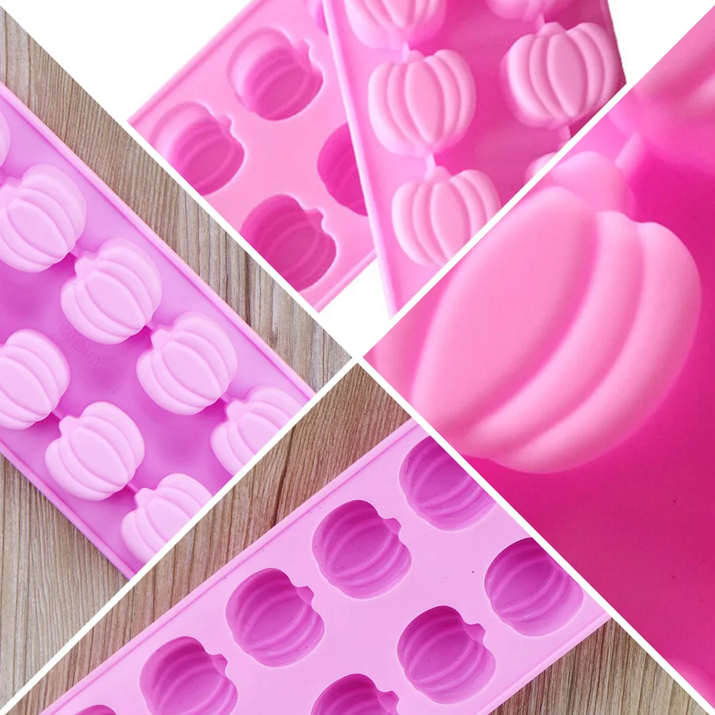 

3pcs Silicone Pumpkin Mold Pink Baking Molds For Halloween Ice Cubes Maker Diy Dessert Tools Ice Cream Popsicle Tray