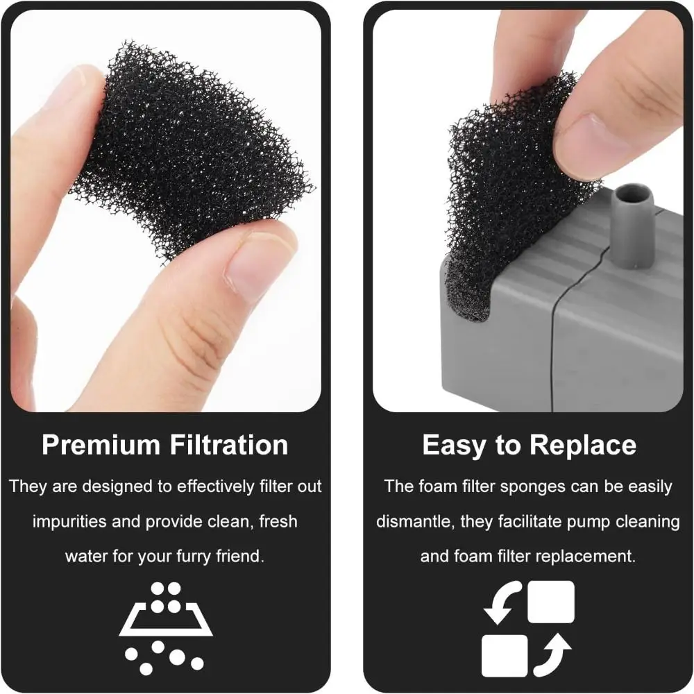 10PCS Compatible With Petkit Eversweet Pet Fountain Replacement Filter Black 4x3cm Pet Foam Filter