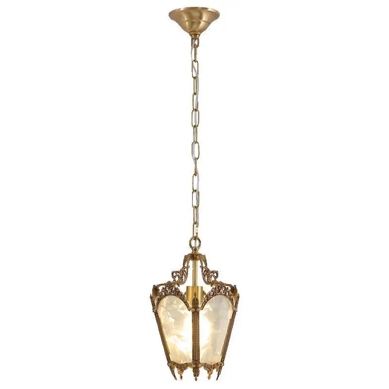 

American retro all-copper ice glass small chandelier, balcony entrance cloakroom light