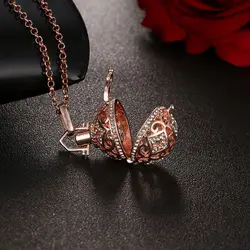 DIY Flower Pattern Jewelry Openable Cage Hollow Out Angel Caller Musical Sound Bell Harmony Ball Chain Necklace Locket Pendant