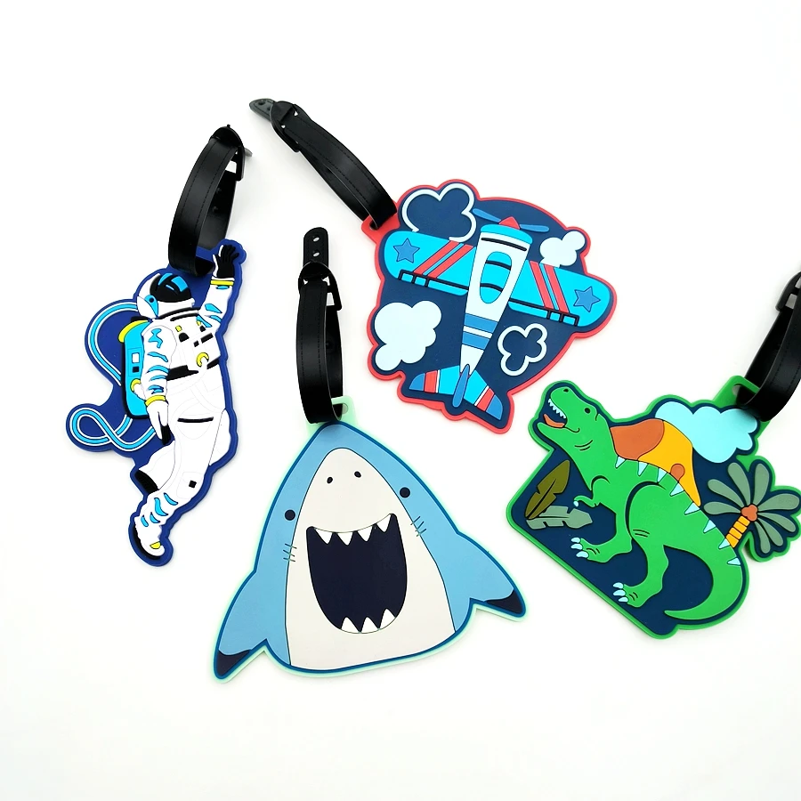 1/2/3 قطعة القرش ديناصور رائد الفضاء الأمتعة علامة شماعات السفر الأمتعة شماعات العنصر الشخصي منع فقدان اسم العلامة تسمية كلمة