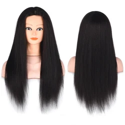 100% Real Human Hair Mannequin Head for Hairstyles Professional Styling Head Hot Curl Iron Straighten 22 Inch Training Head